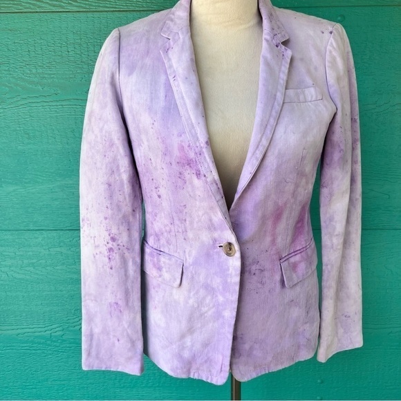J.CREW LINEN WILLA SCHOOLBOY BLAZER JACKET LILAC LAVENDER PURPLE SIZE 4 NWOT - Picture 1 of 8